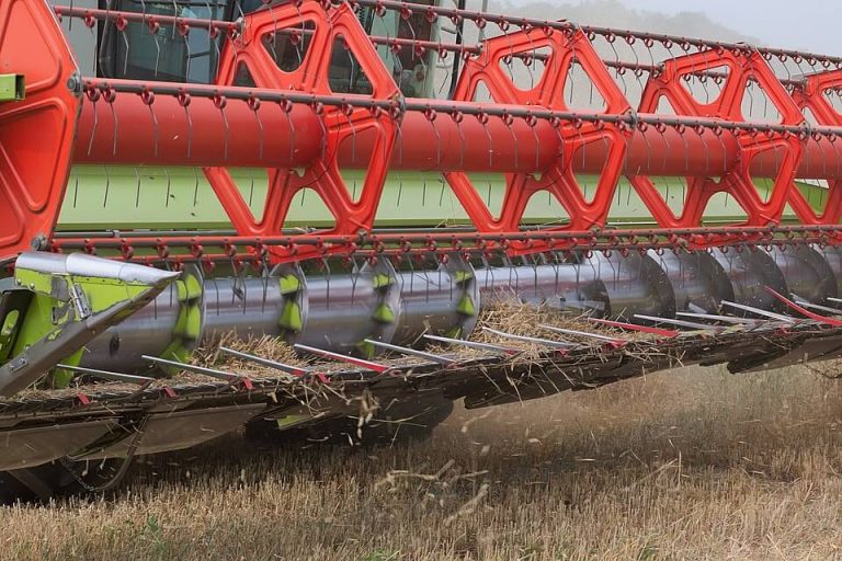 Close up of a combine harvester